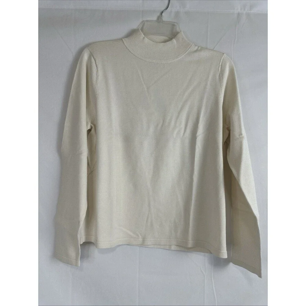 Pendleton Women's Classic Ivory Mock Neck Sweater Silk and Nylon NWT - Size MED - Picture 2 of 11